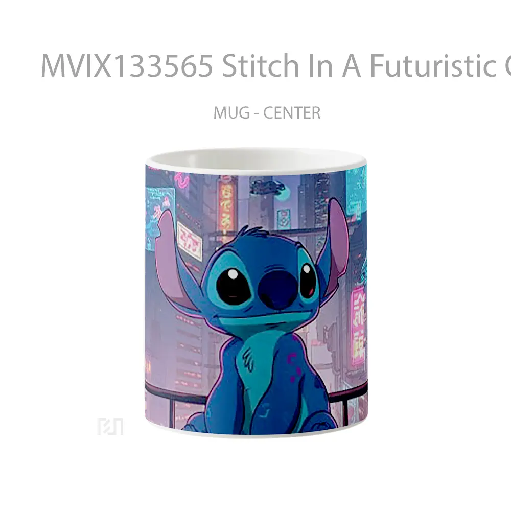 Mug Stitch In A Futuristic City Gelas Keramik Unik