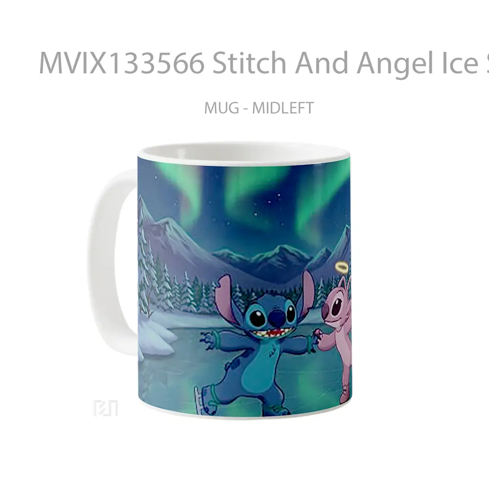 Mug Stitch And Angel Ice Skating Gelas Fantasi - All-side / Desain