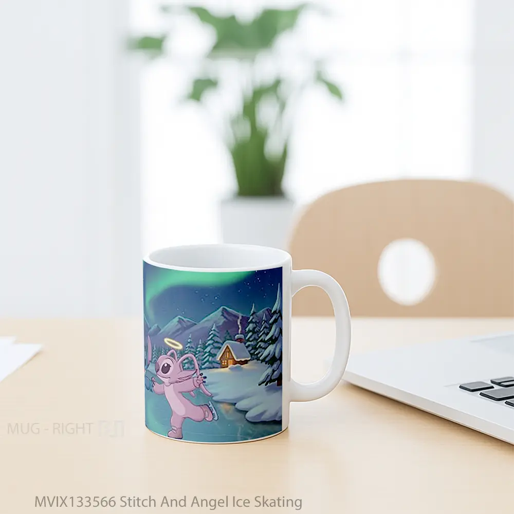 Mug Stitch And Angel Ice Skating Gelas Fantasi - All-side / Desain