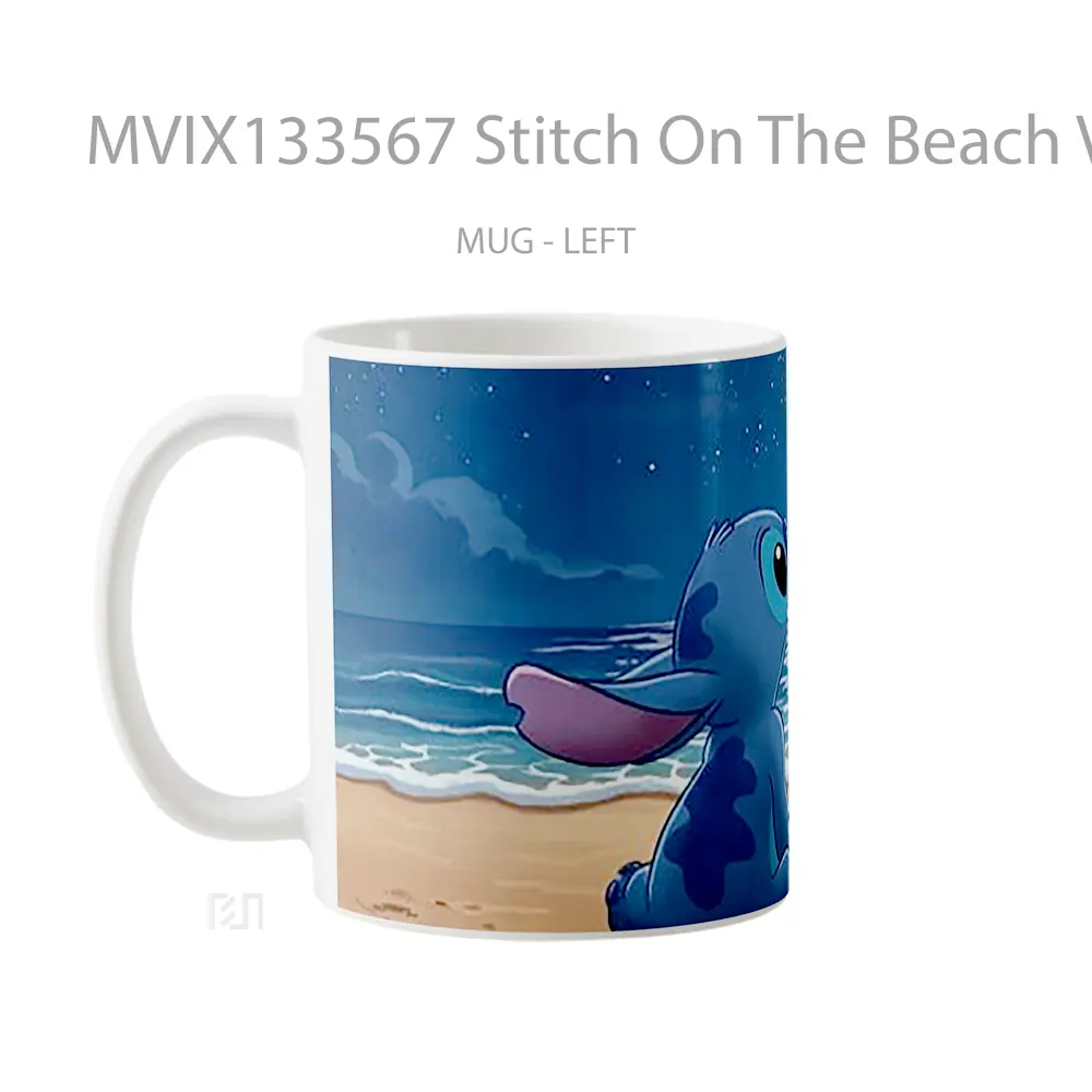 Mug Stitch On The Beach V2 Gelas Pemandangan Alam - All-side / Desain