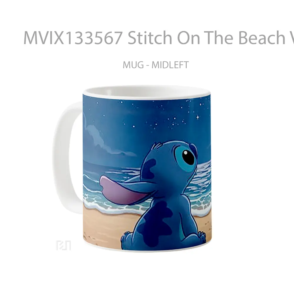 Mug Stitch On The Beach V2 Gelas Pemandangan Alam - All-side / Desain