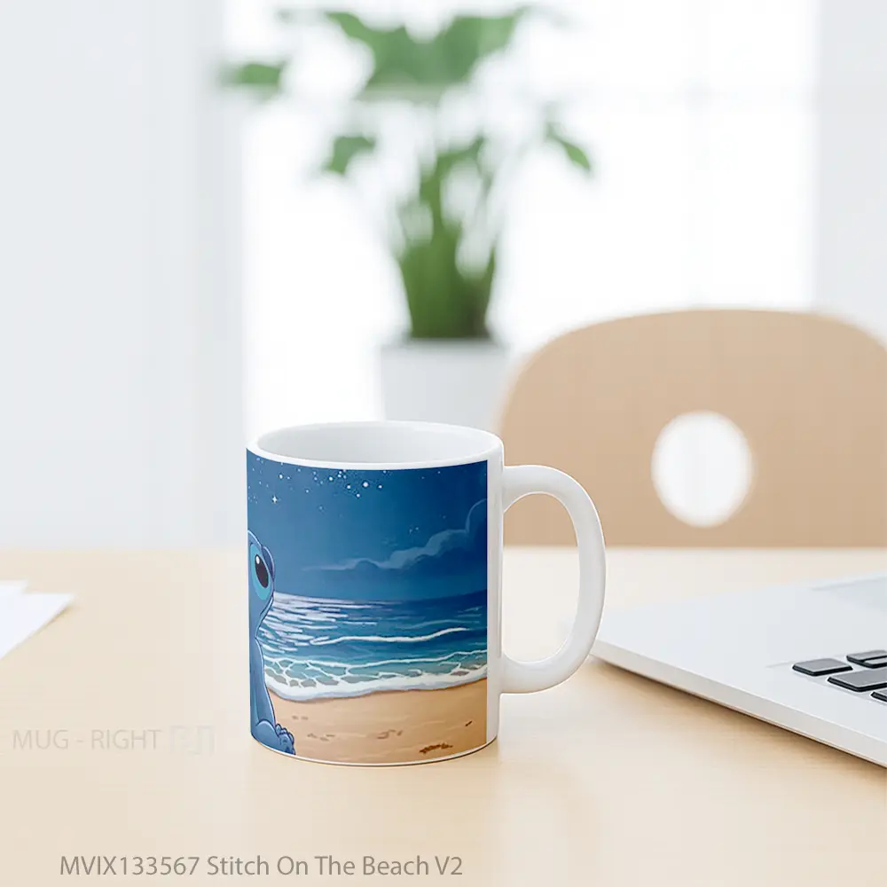 Mug Stitch On The Beach V2 Gelas Pemandangan Alam - All-side / Desain