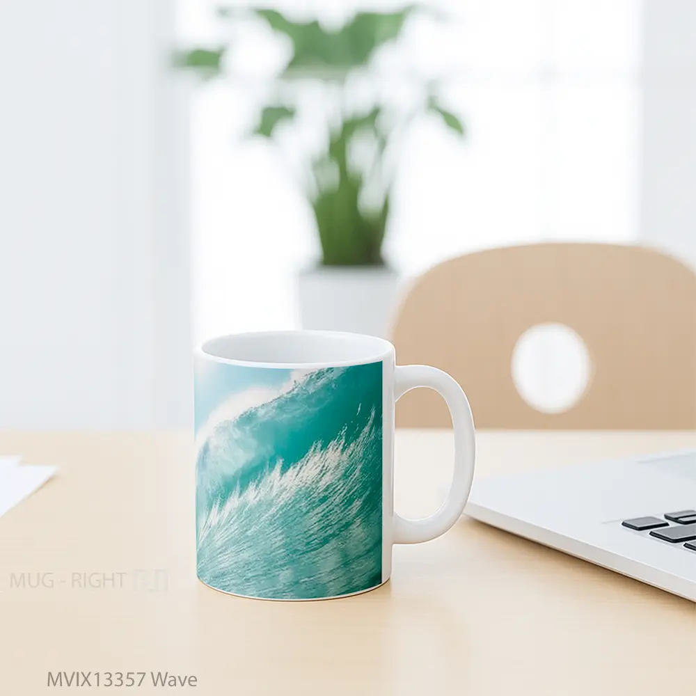 Mug Wave Gelas Keramik Unik - All-side / Desain