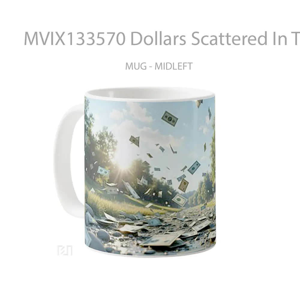 Mug Dollars Scattered In The Landscape Gelas Pemandangan Alam - All-side / Desain