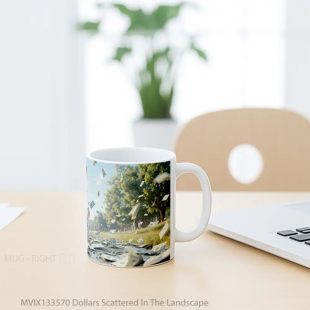 Mug Dollars Scattered In The Landscape Gelas Pemandangan Alam - All-side / Desain