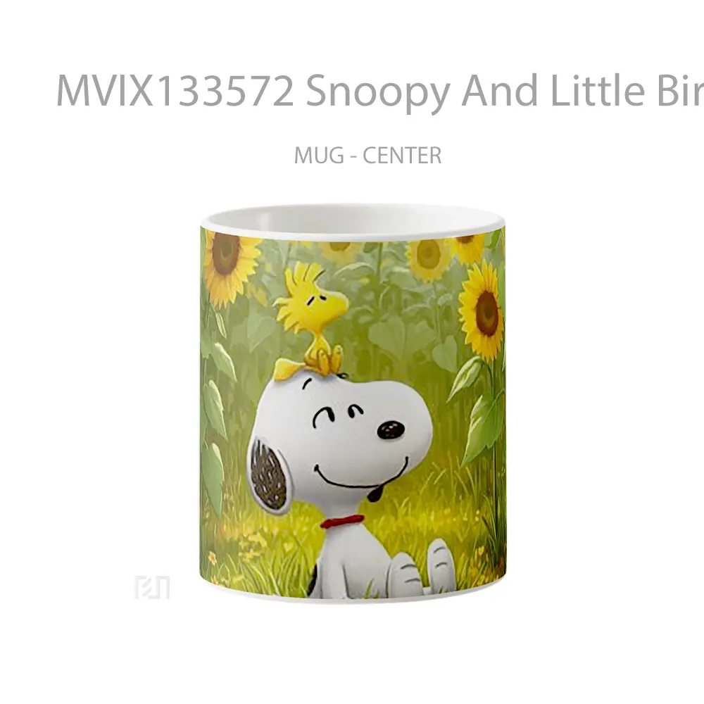 Mug Snoopy And Little Bird Woodstock In The Garden Gelas Hewan Lucu