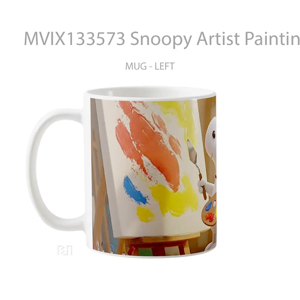 Mug Snoopy Artist Painting Art On Canvas Gelas Seni Modern - All-side / Desain