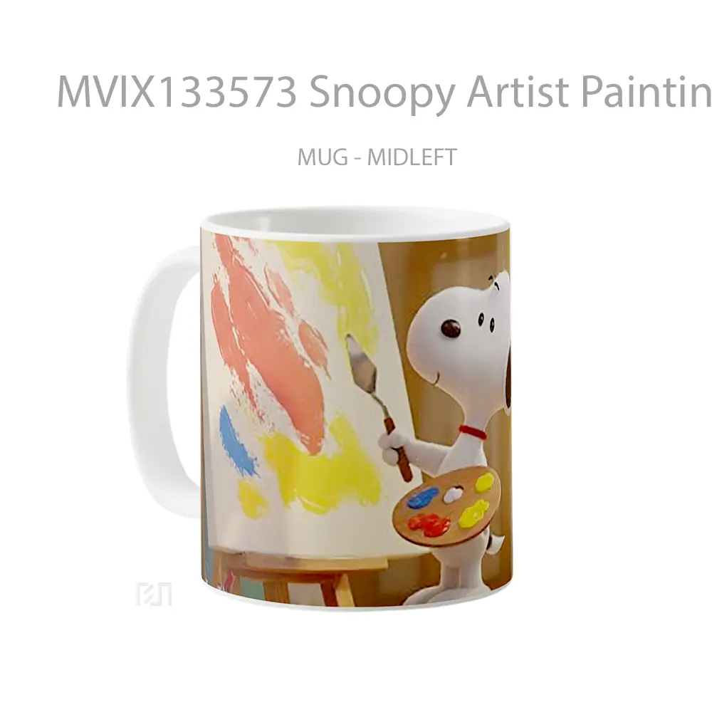 Mug Snoopy Artist Painting Art On Canvas Gelas Seni Modern - All-side / Desain