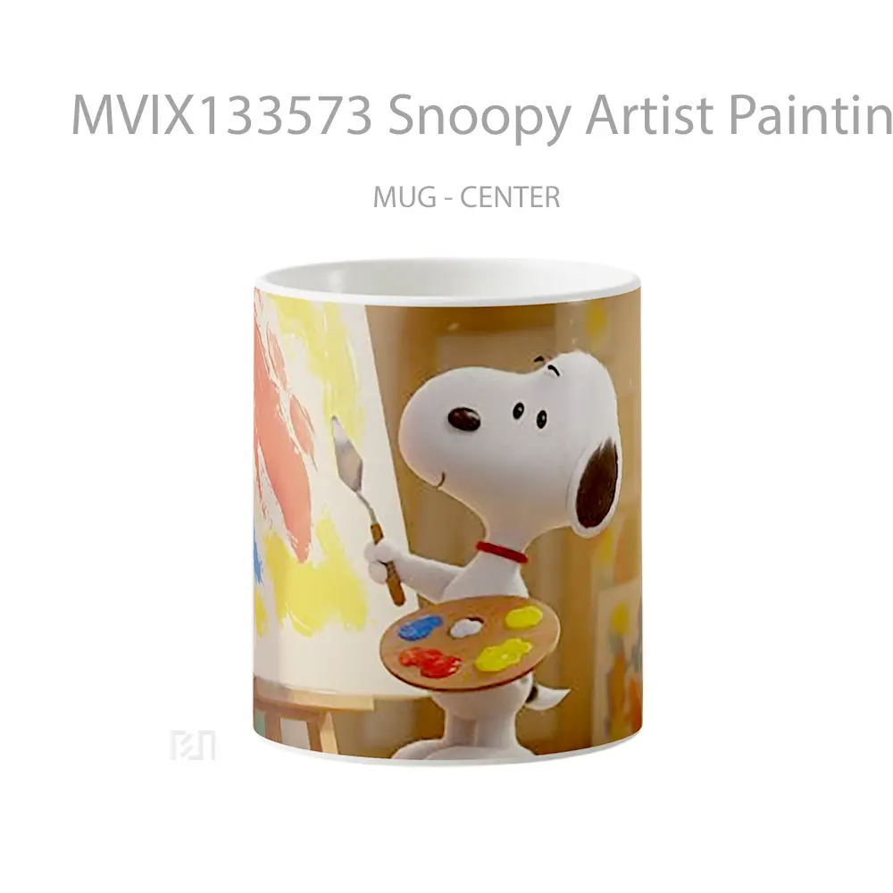 Mug Snoopy Artist Painting Art On Canvas Gelas Seni Modern