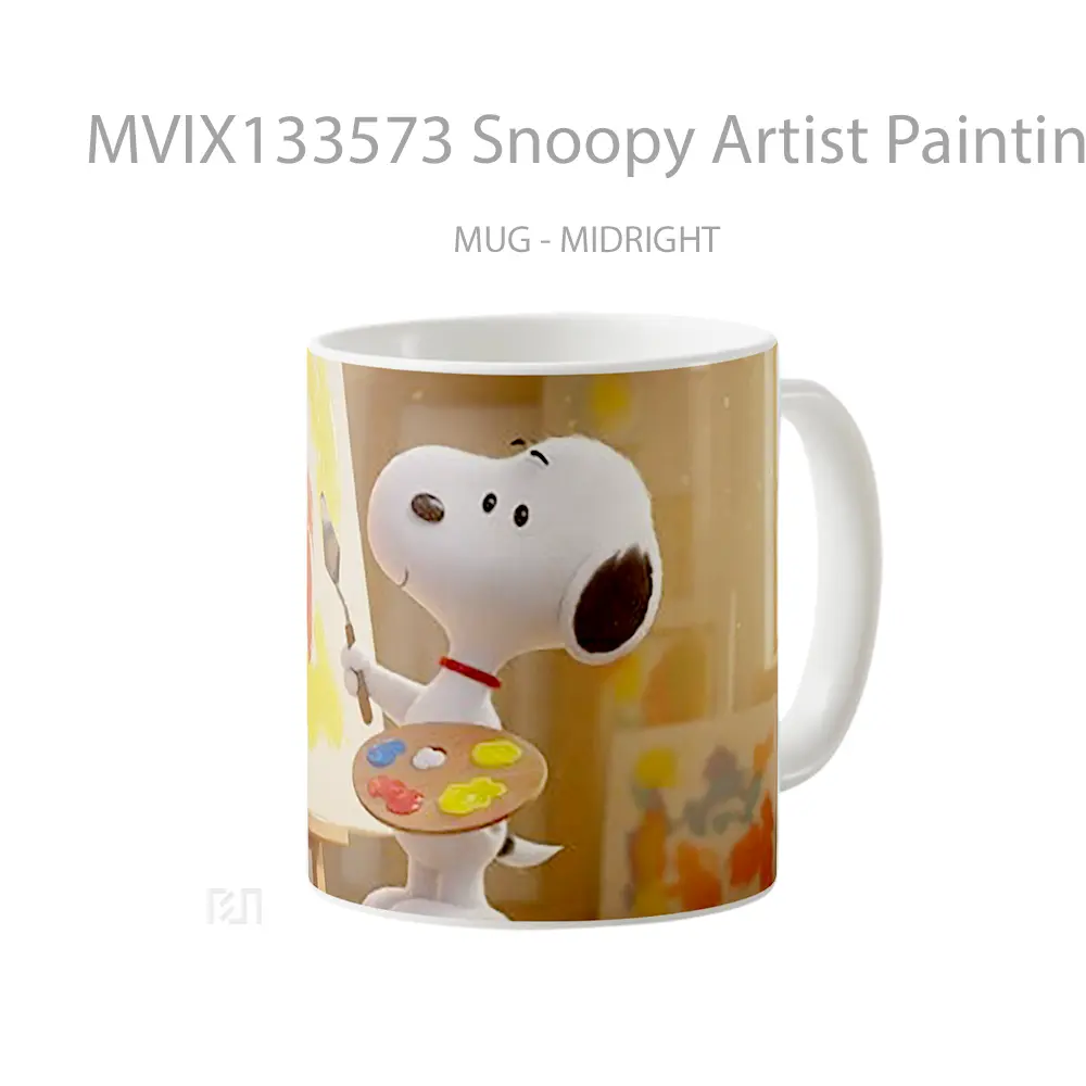 Mug Snoopy Artist Painting Art On Canvas Gelas Seni Modern - All-side / Desain