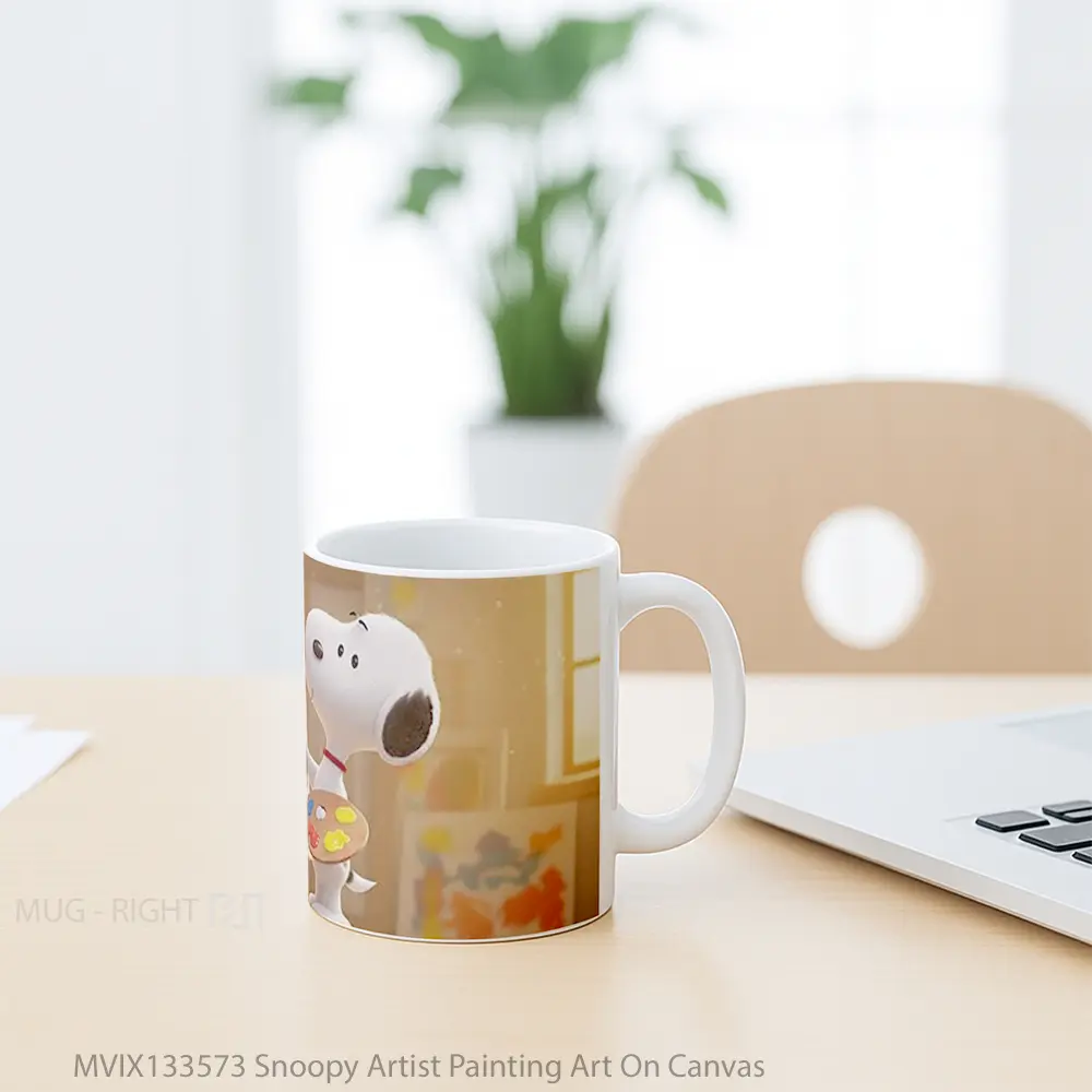 Mug Snoopy Artist Painting Art On Canvas Gelas Seni Modern - All-side / Desain