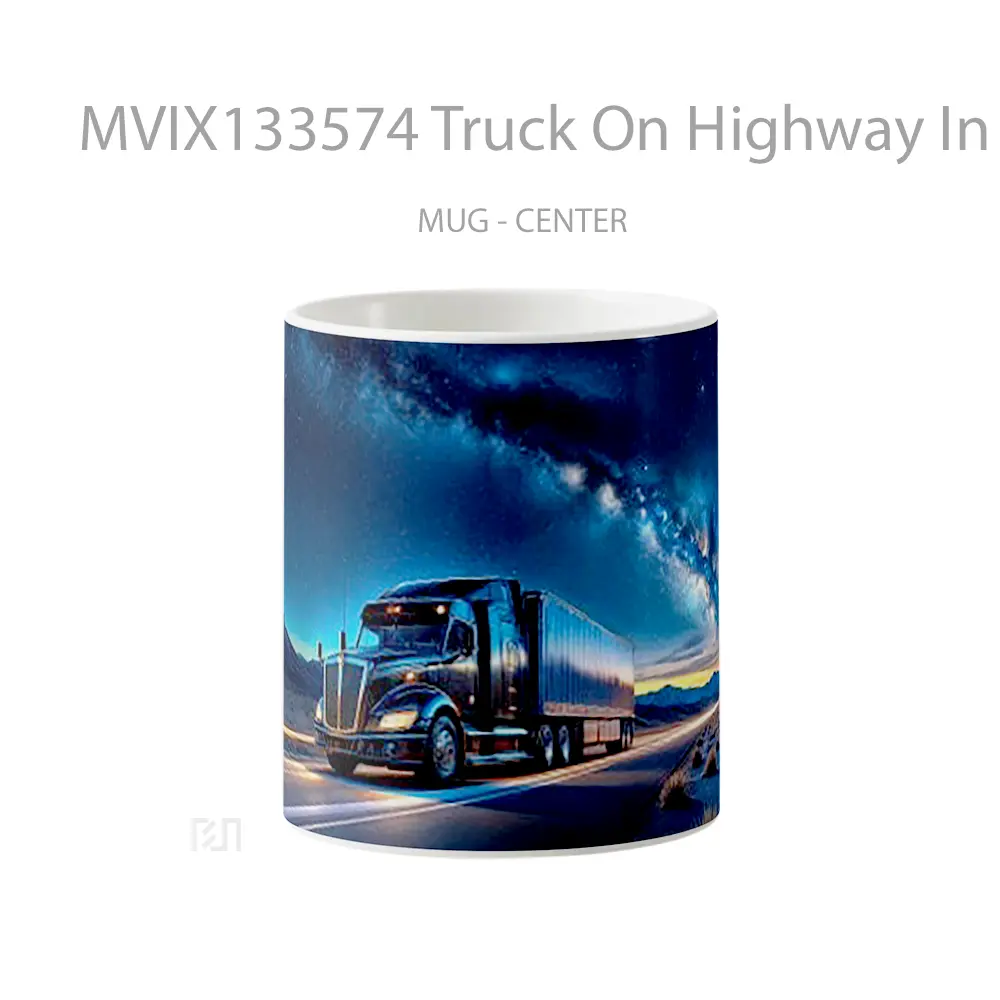 Mug Truck On Highway In A Landscape Of Dusk And Stars Gelas Pemandangan Alam
