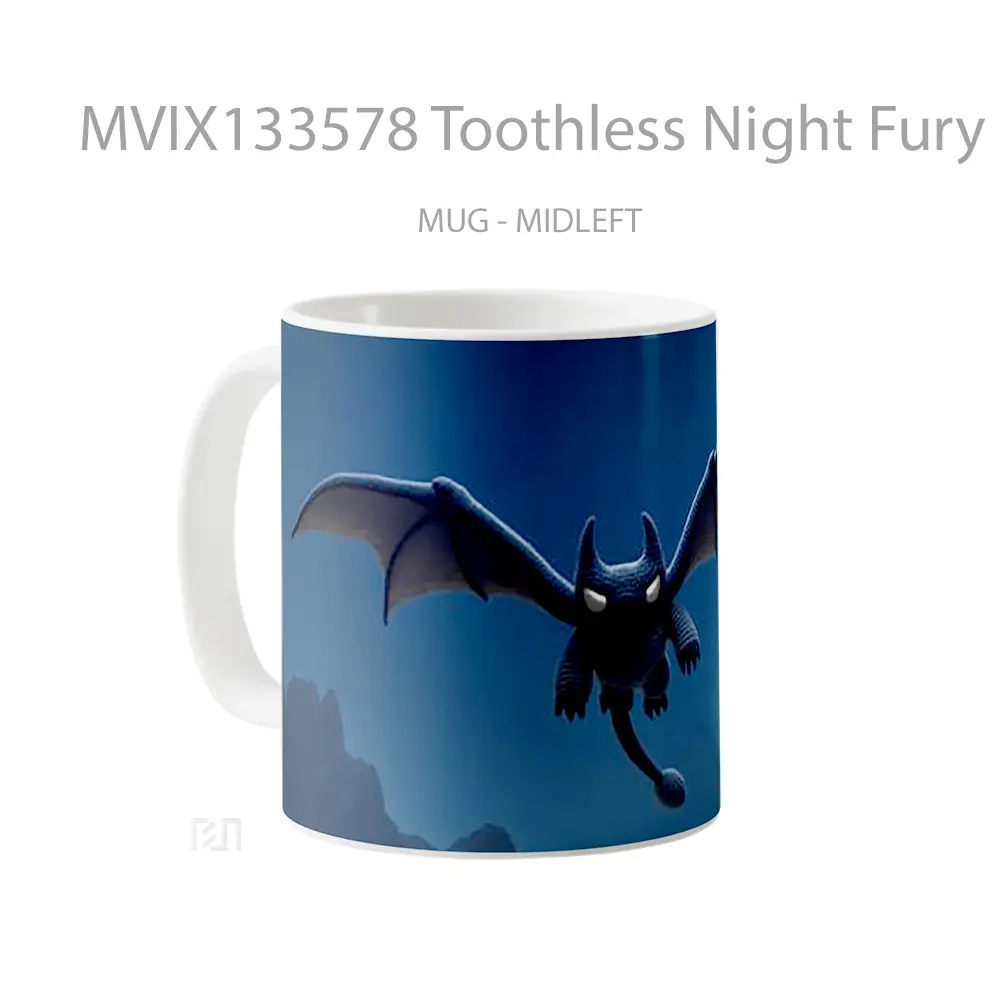 Mug Toothless Night Fury In Hand Knitted Plush Style Gelas Keramik Unik - All-side / Desain