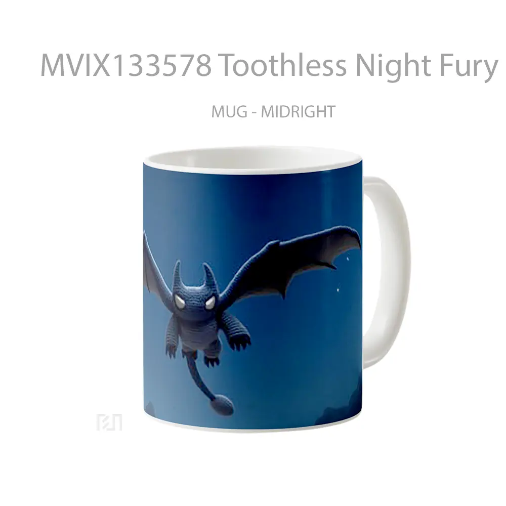 Mug Toothless Night Fury In Hand Knitted Plush Style Gelas Keramik Unik - All-side / Desain