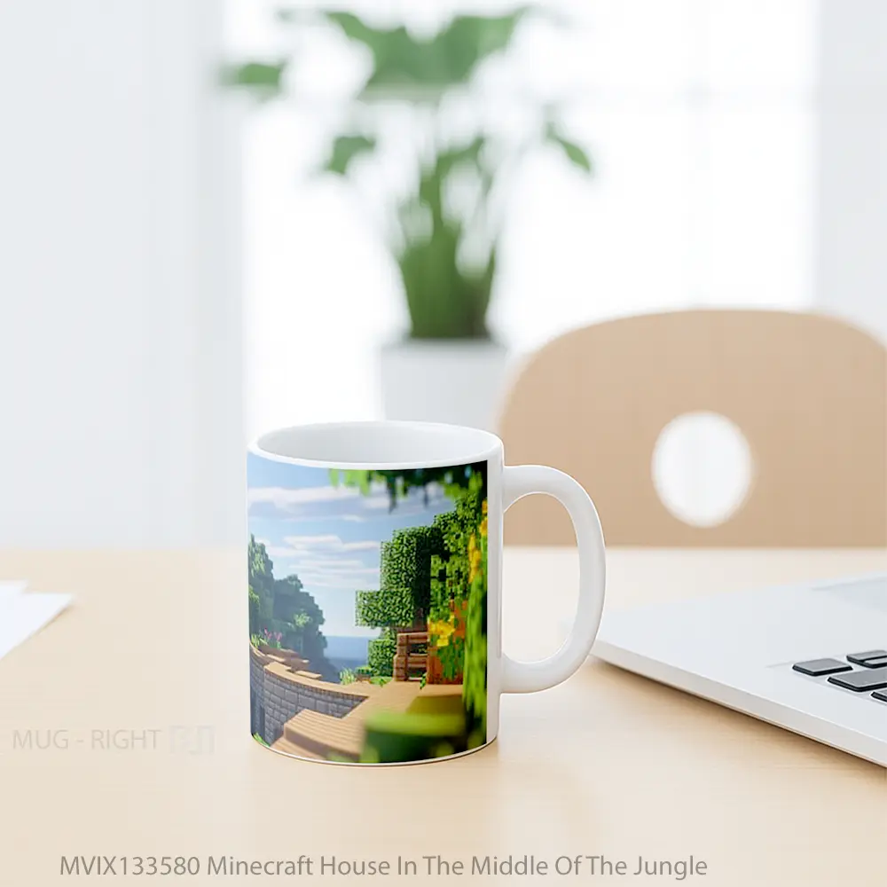 Mug Minecraft House In The Middle Of The Jungle Cangkir Gamer - All-side / Desain