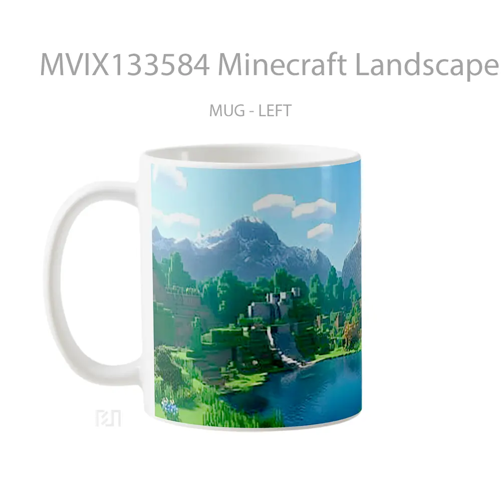 Mug Minecraft Landscape Lake Between The Jungle And Mountains Cangkir Gamer - All-side / Desain