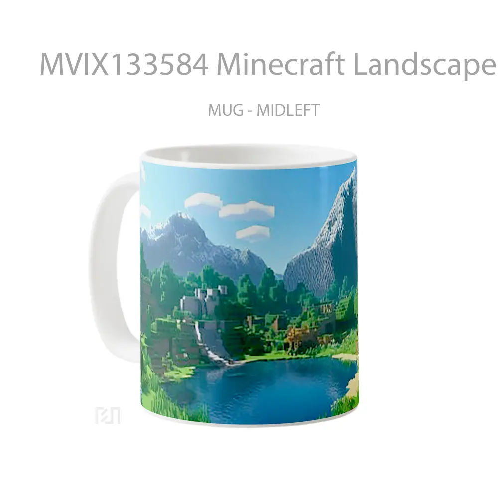 Mug Minecraft Landscape Lake Between The Jungle And Mountains Cangkir Gamer - All-side / Desain
