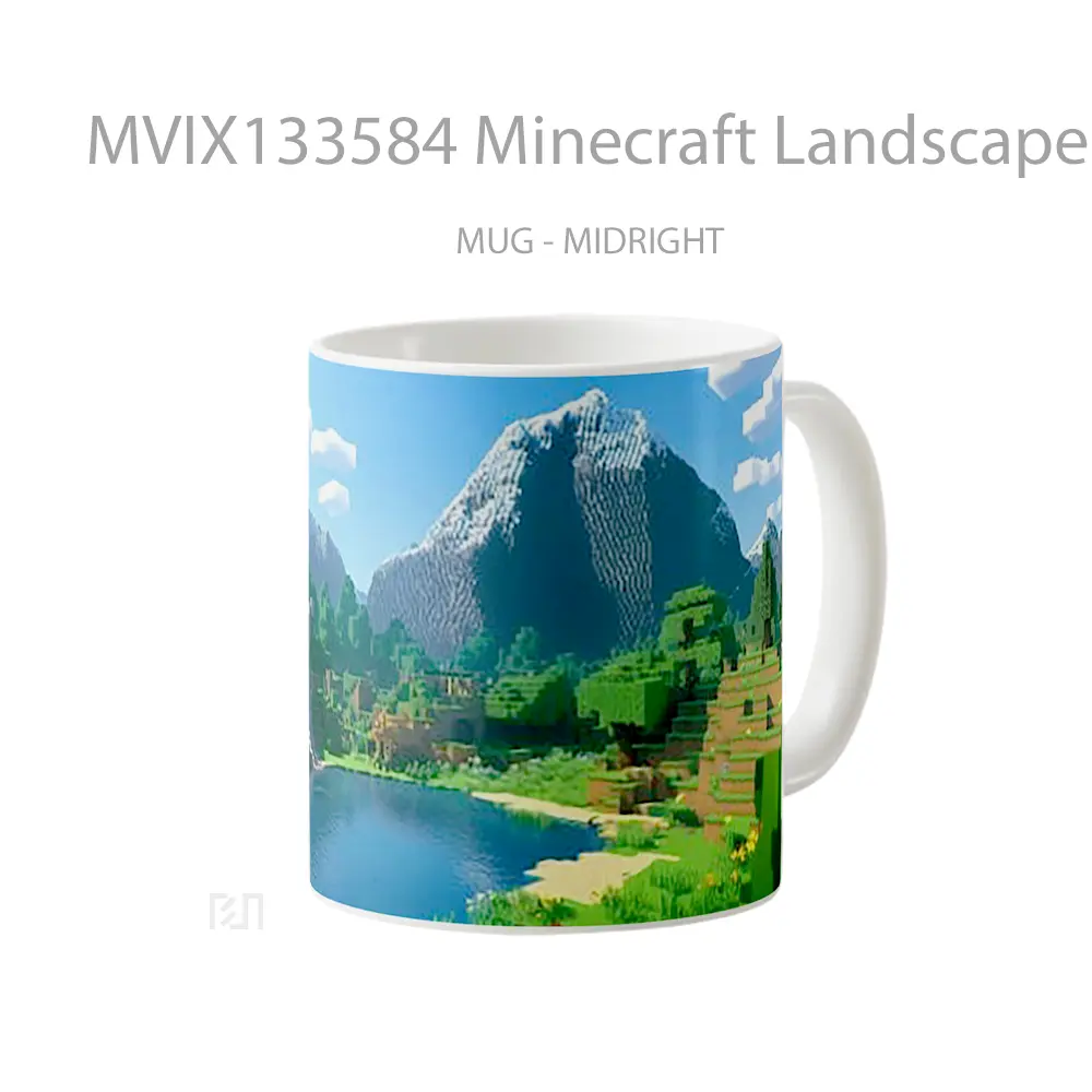 Mug Minecraft Landscape Lake Between The Jungle And Mountains Cangkir Gamer - All-side / Desain