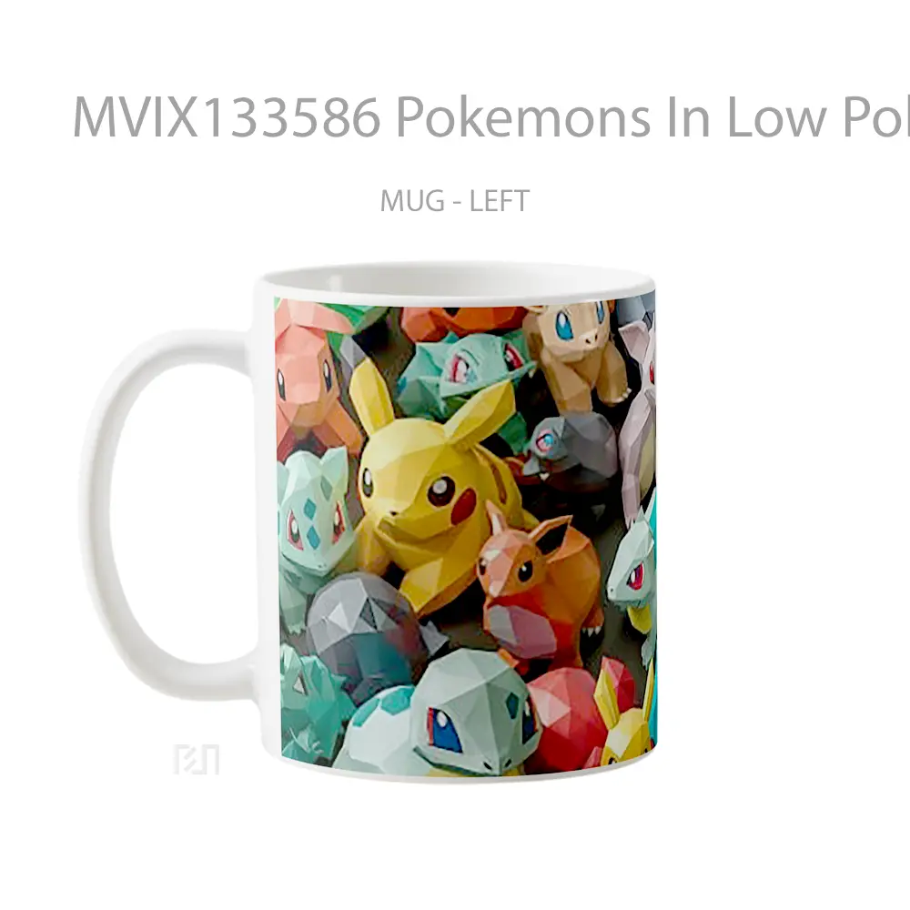 Mug Pokemons In Low Poly Style Gelas Keramik Unik - All-side / Desain