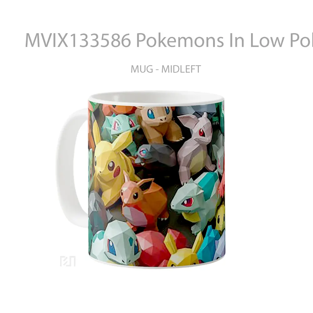 Mug Pokemons In Low Poly Style Gelas Keramik Unik - All-side / Desain