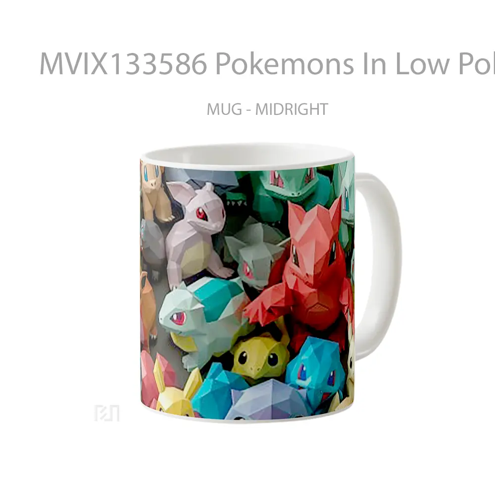 Mug Pokemons In Low Poly Style Gelas Keramik Unik - All-side / Desain