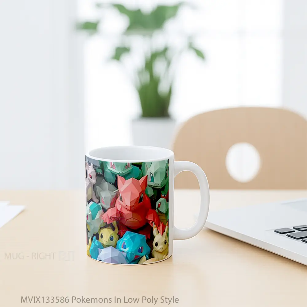 Mug Pokemons In Low Poly Style Gelas Keramik Unik - All-side / Desain
