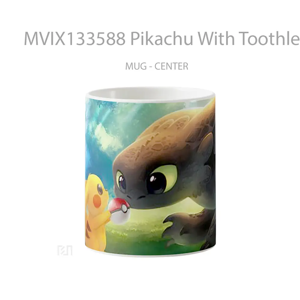Mug Pikachu With Toothless Night Fury Gelas Keramik Unik