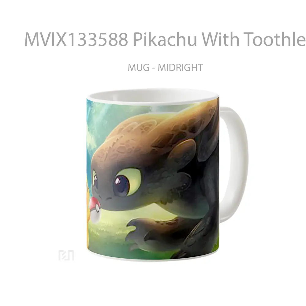 Mug Pikachu With Toothless Night Fury Gelas Keramik Unik - All-side / Desain