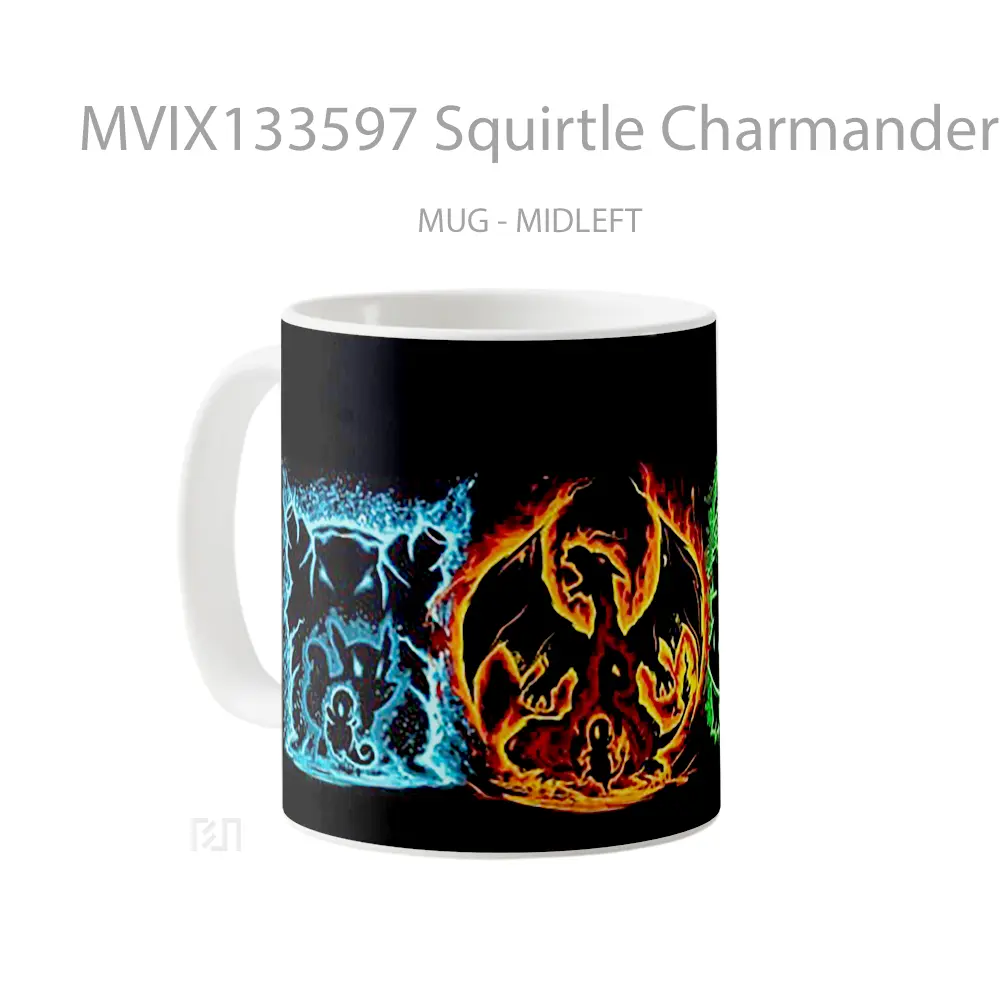 Mug Squirtle Charmander And Bulbasaur Evolutions Gelas Keramik Unik - All-side / Desain