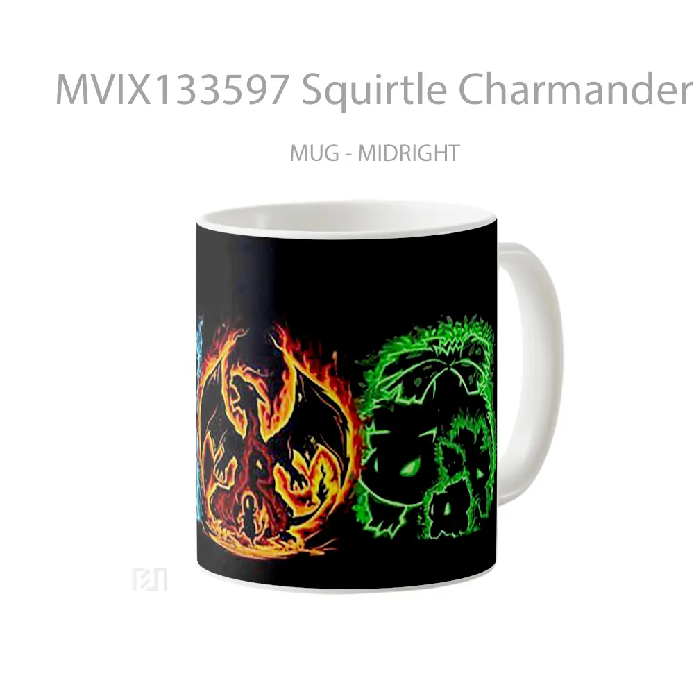 Mug Squirtle Charmander And Bulbasaur Evolutions Gelas Keramik Unik - All-side / Desain