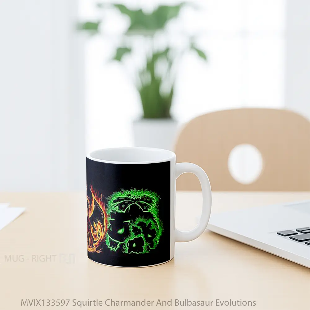 Mug Squirtle Charmander And Bulbasaur Evolutions Gelas Keramik Unik - All-side / Desain