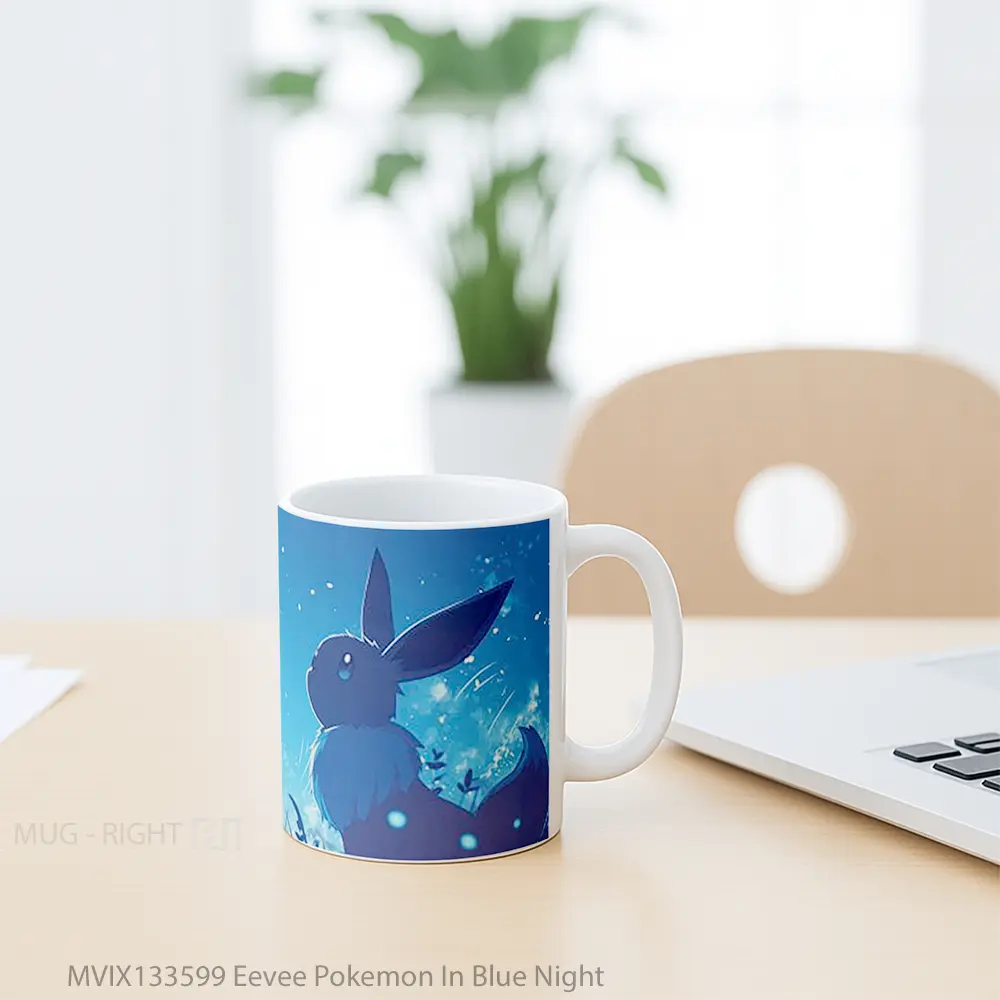 Mug Eevee Pokemon In Blue Night Cangkir Anime - All-side / Desain