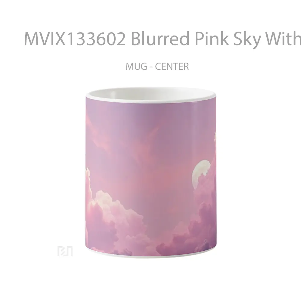 Mug Blurred Pink Sky With The Moon Gelas Pemandangan Alam
