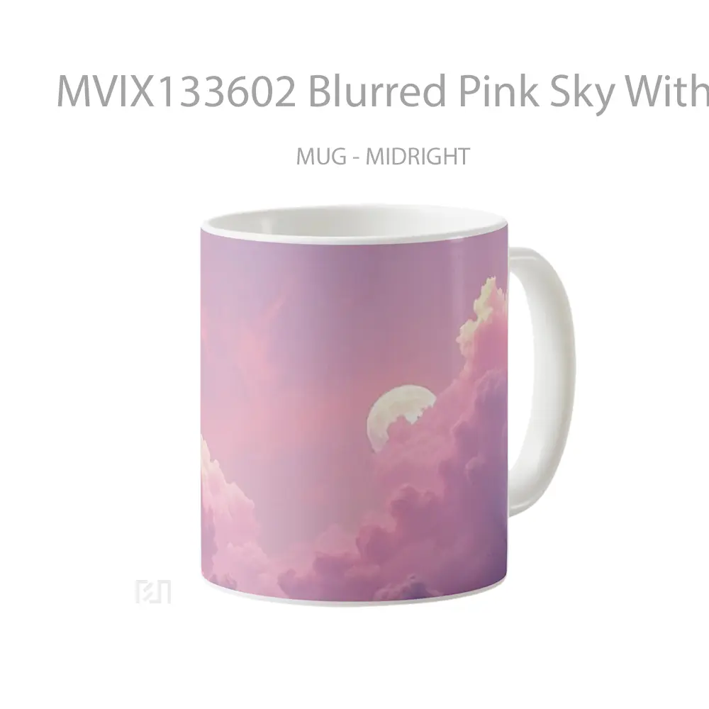 Mug Blurred Pink Sky With The Moon Gelas Pemandangan Alam - All-side / Desain