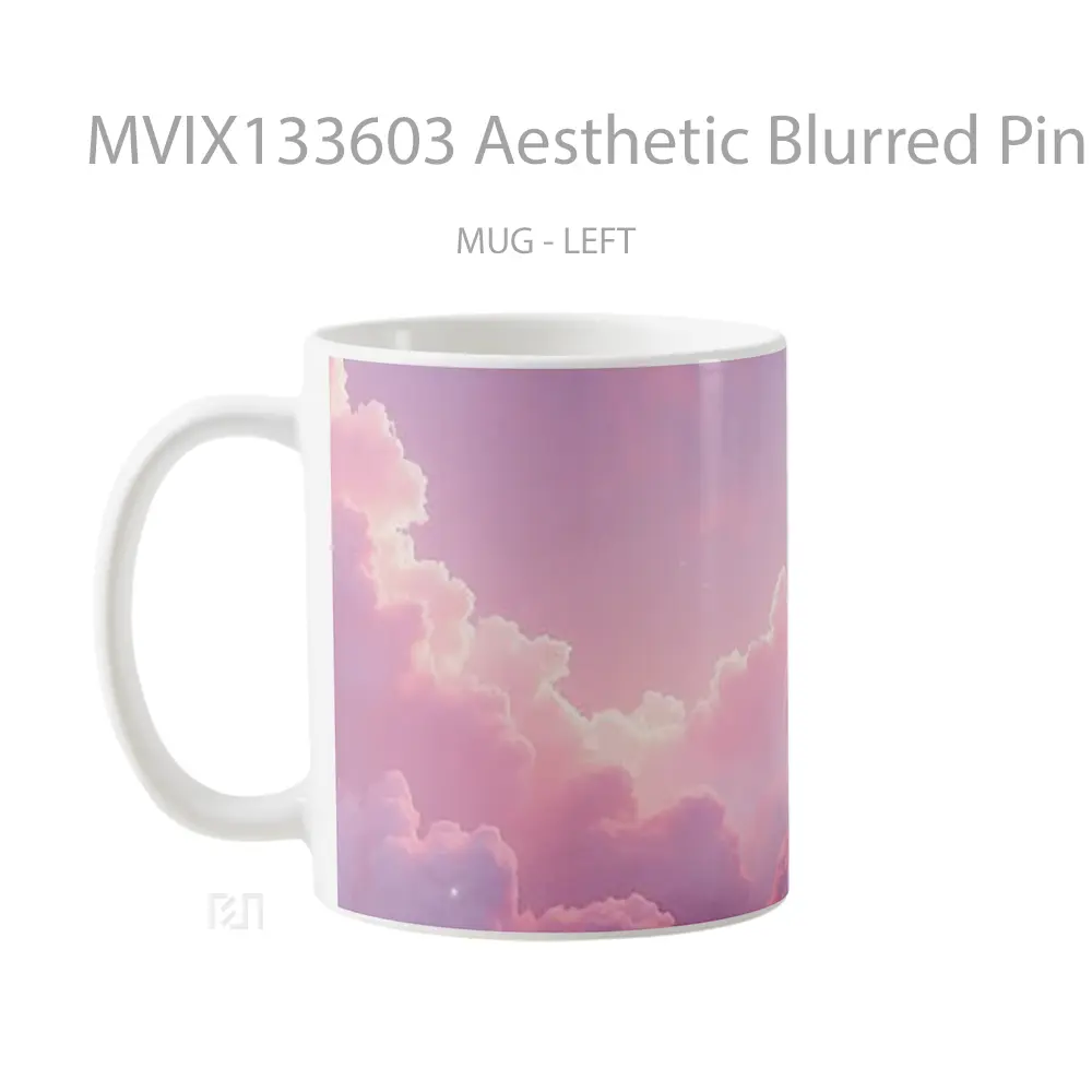 Mug Aesthetic Blurred Pink Sky With The Moon Gelas Pemandangan Alam - All-side / Desain