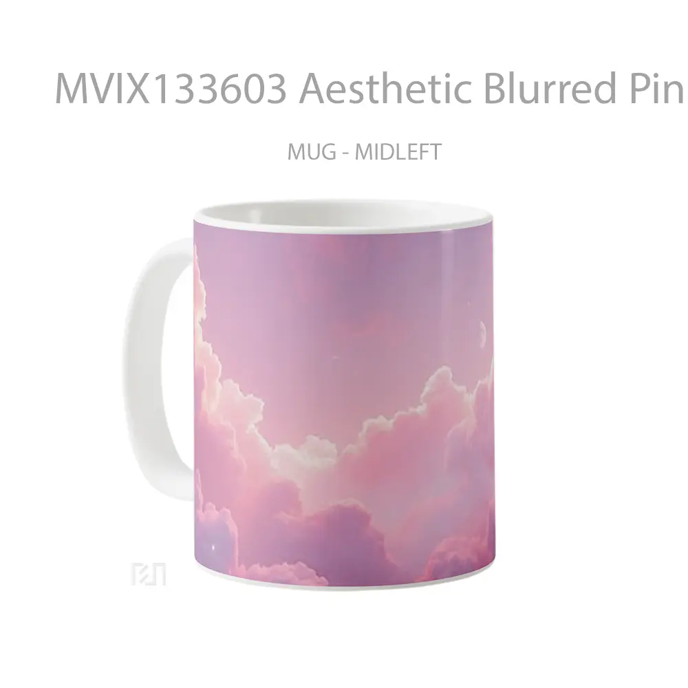Mug Aesthetic Blurred Pink Sky With The Moon Gelas Pemandangan Alam - All-side / Desain