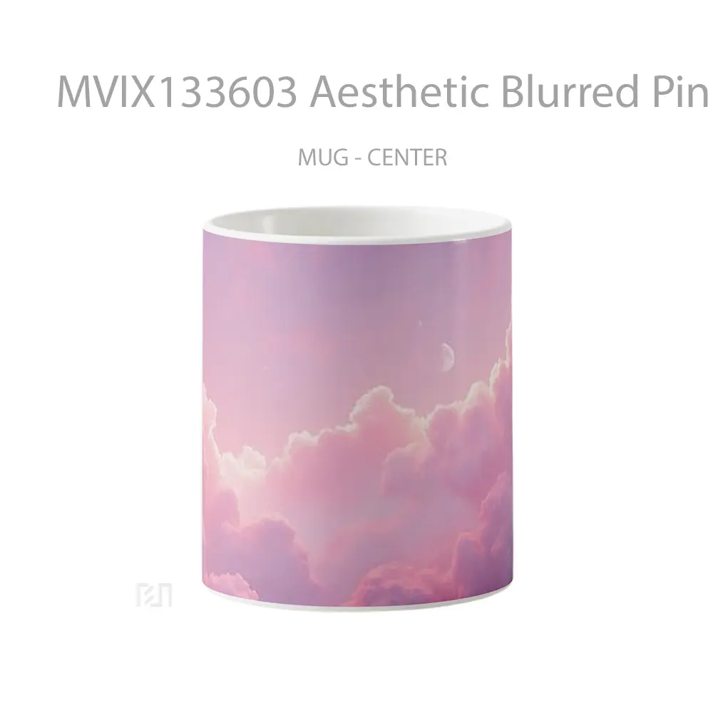 Mug Aesthetic Blurred Pink Sky With The Moon Gelas Pemandangan Alam