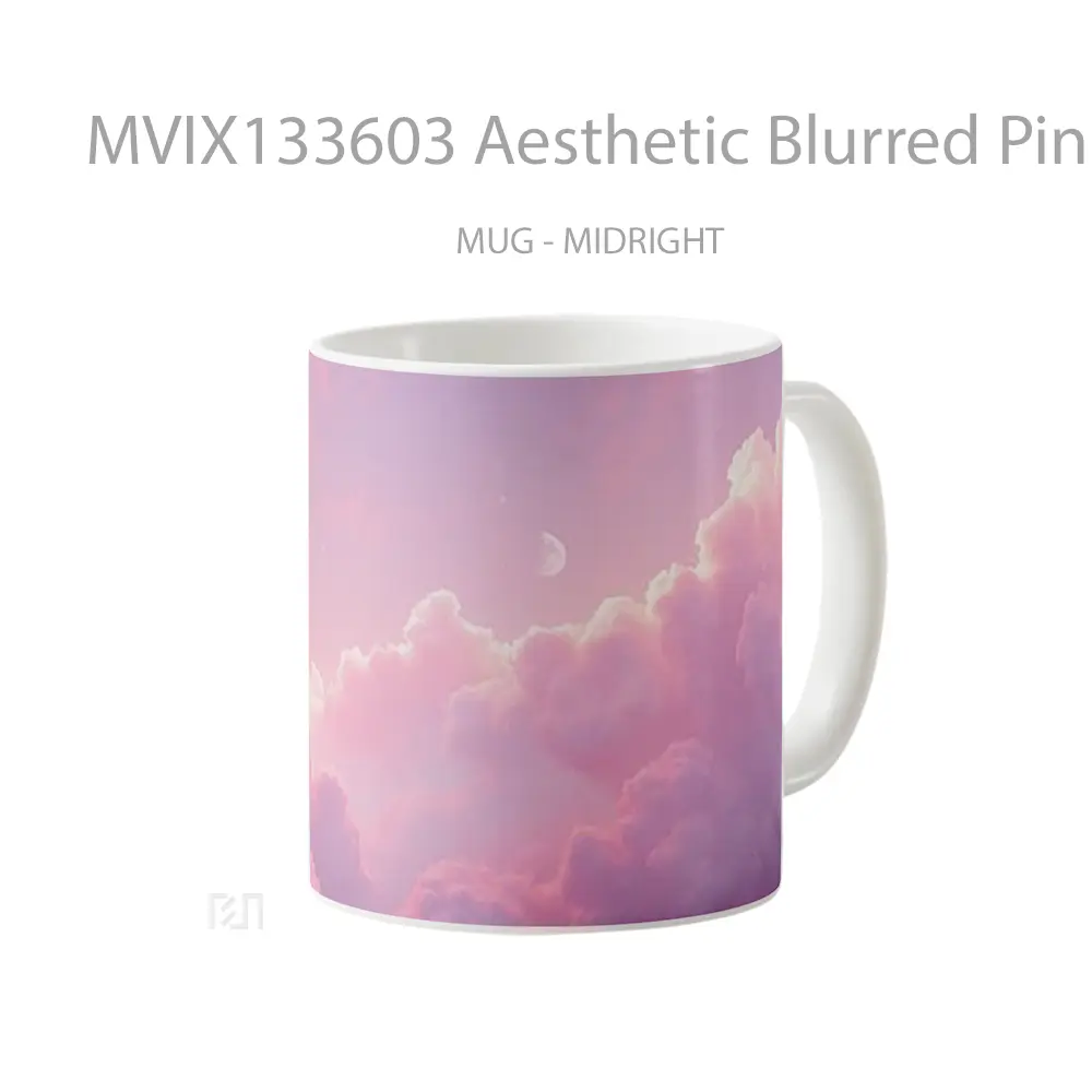 Mug Aesthetic Blurred Pink Sky With The Moon Gelas Pemandangan Alam - All-side / Desain