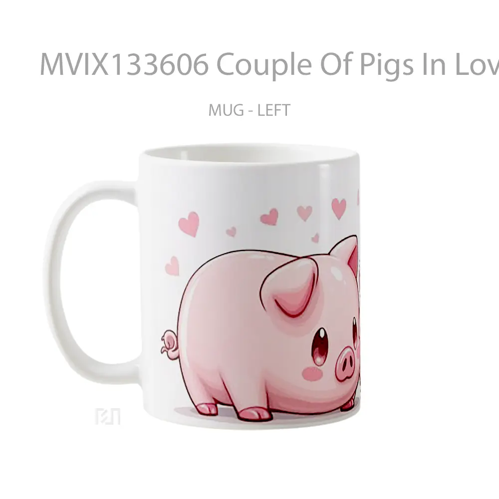 Mug Couple Of Pigs In Love Gelas Hewan Lucu - All-side / Desain