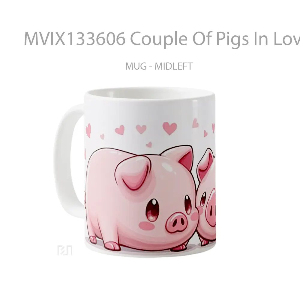 Mug Couple Of Pigs In Love Gelas Hewan Lucu - All-side / Desain
