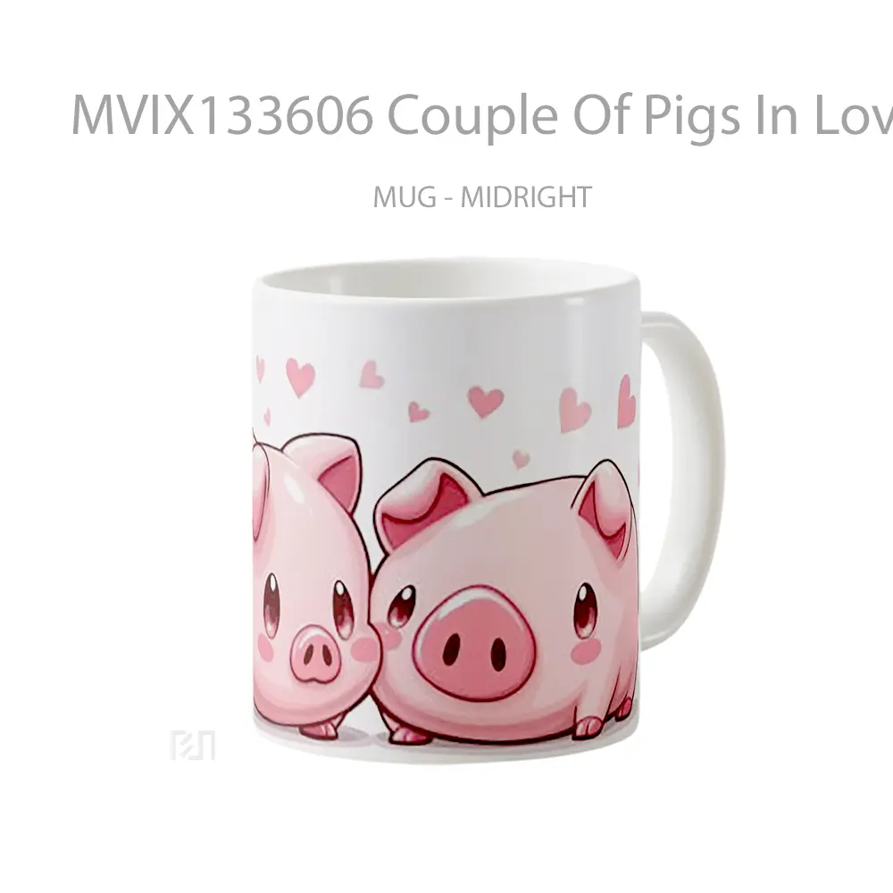 Mug Couple Of Pigs In Love Gelas Hewan Lucu - All-side / Desain