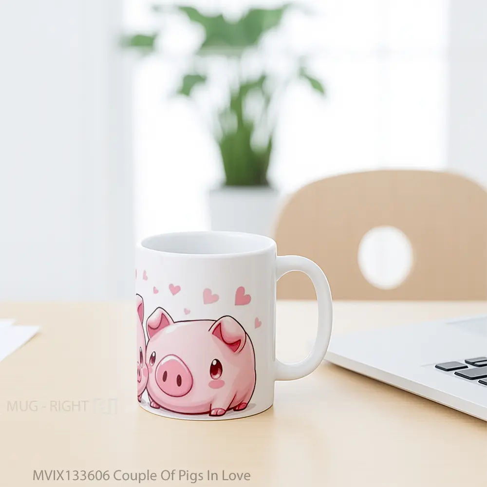 Mug Couple Of Pigs In Love Gelas Hewan Lucu - All-side / Desain