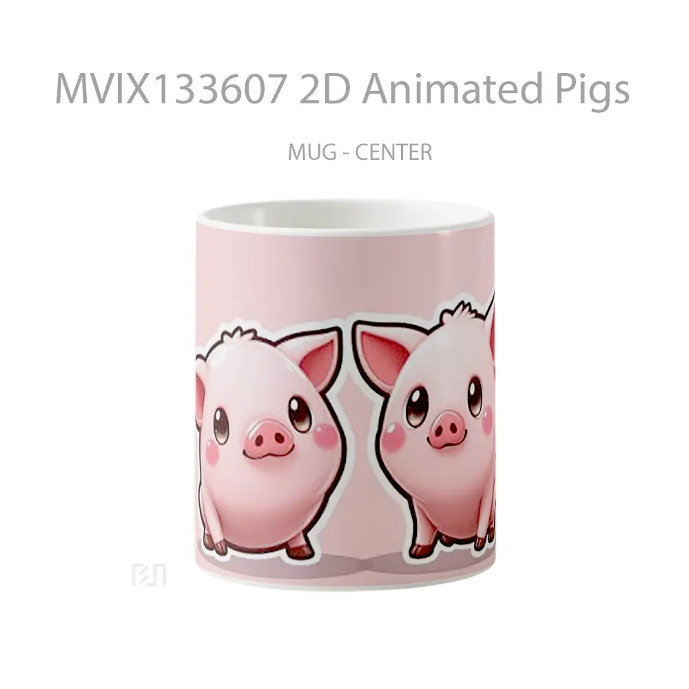 Mug 2D Animated Pigs Gelas Hewan Lucu
