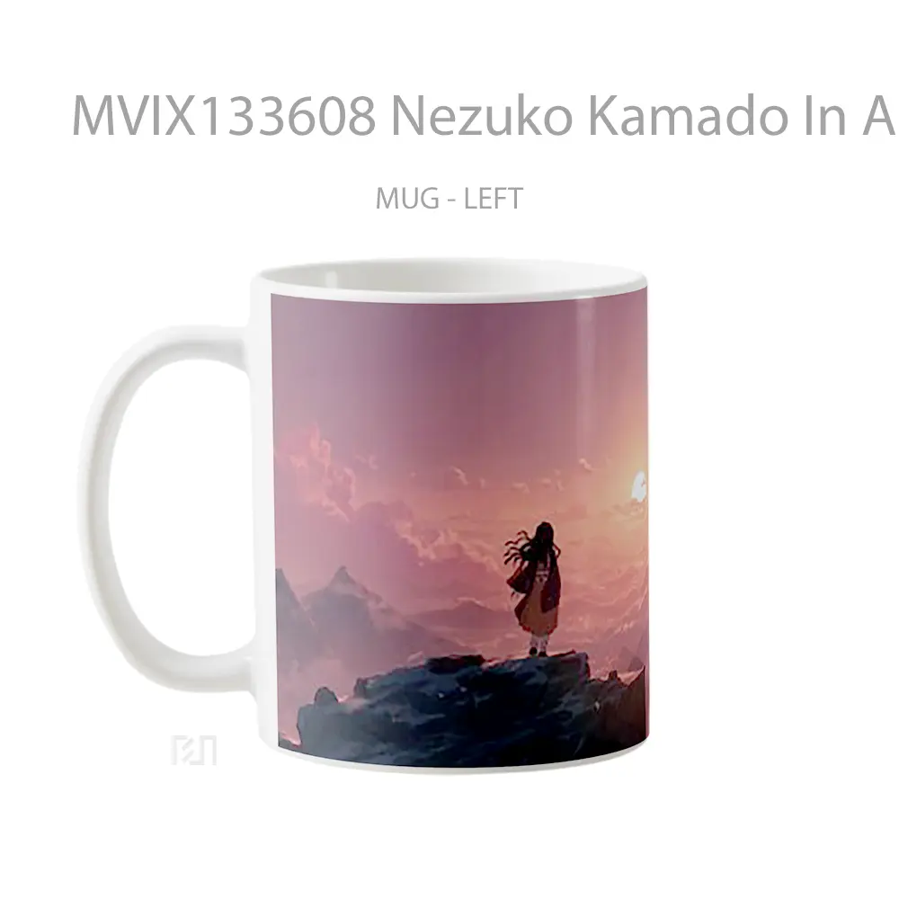 Mug Nezuko Kamado In A Landscape Over Mountains And Clouds Cangkir Anime - All-side / Desain