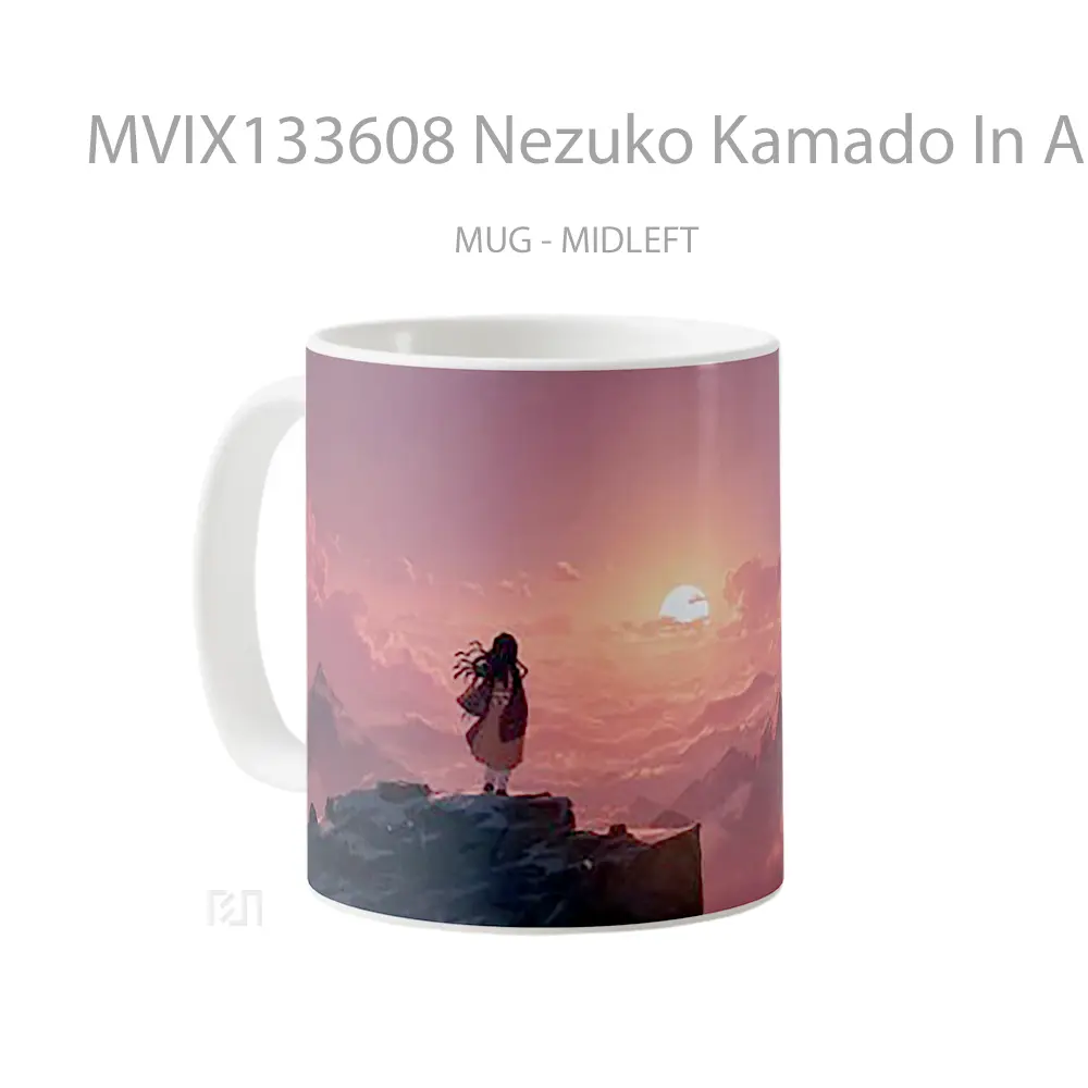 Mug Nezuko Kamado In A Landscape Over Mountains And Clouds Cangkir Anime - All-side / Desain
