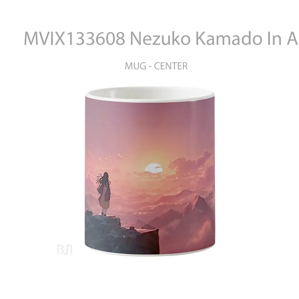 Mug Nezuko Kamado In A Landscape Over Mountains And Clouds Cangkir Anime
