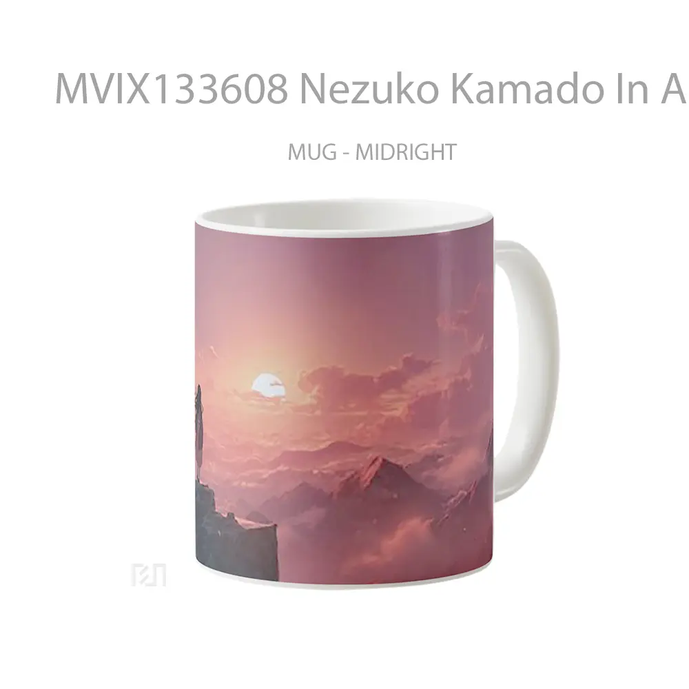 Mug Nezuko Kamado In A Landscape Over Mountains And Clouds Cangkir Anime - All-side / Desain