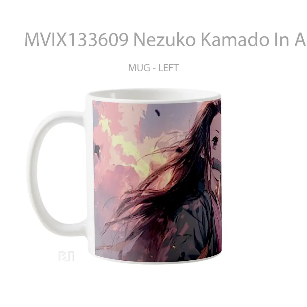 Mug Nezuko Kamado In A Pink Toned Environment Cangkir Anime - All-side / Desain