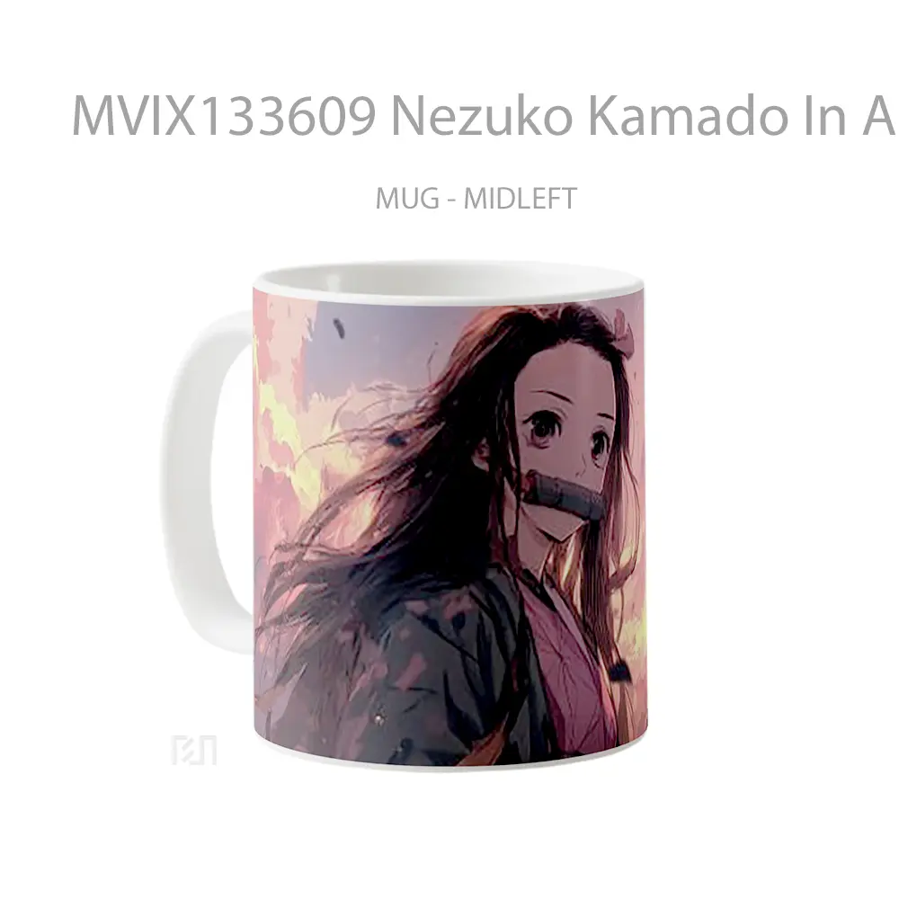 Mug Nezuko Kamado In A Pink Toned Environment Cangkir Anime - All-side / Desain