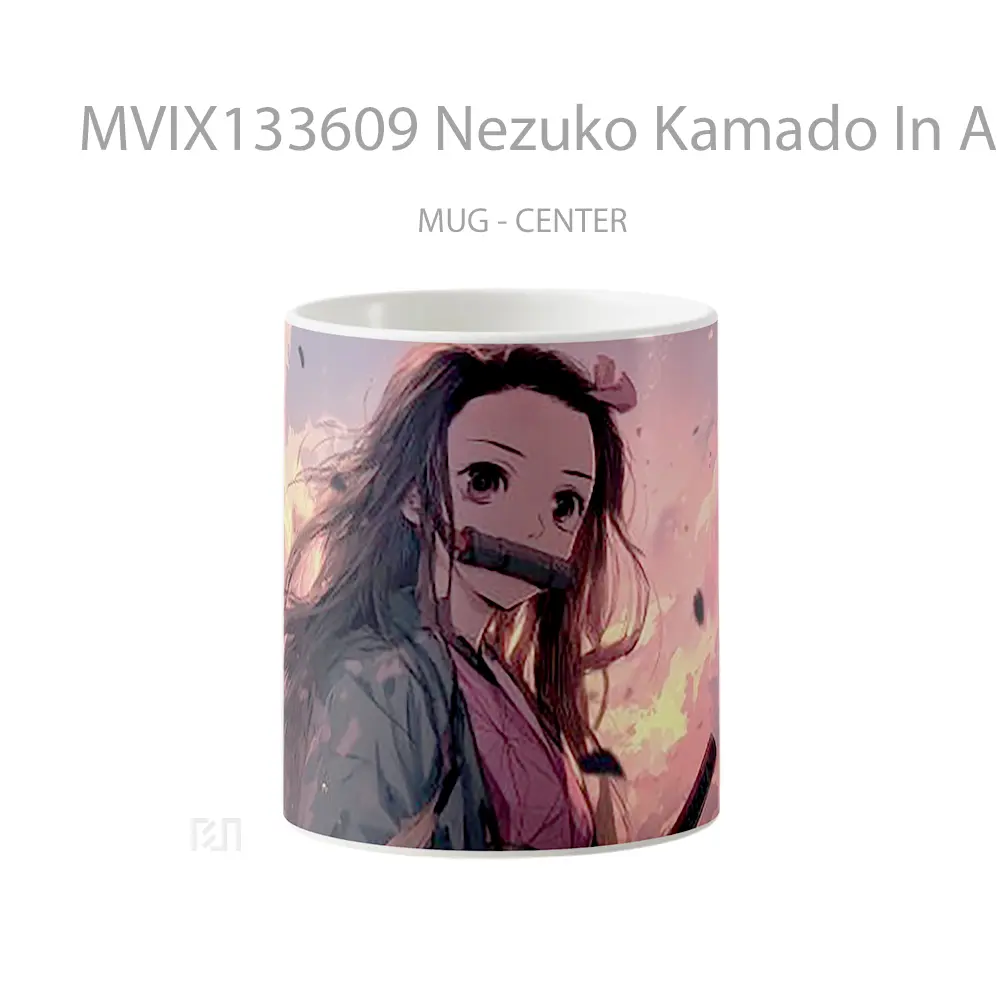 Mug Nezuko Kamado In A Pink Toned Environment Cangkir Anime